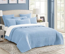 7 piece vintage stone wash comforter set queen blue Kings Warehouse 