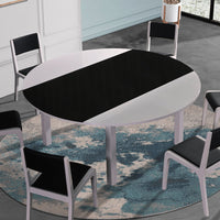 7 Pieces Dining Suite Dining Table & 6X Chairs in Round Shape High Glossy MDF Wooden Base Combination of Black & White ColouX Furniture Kings Warehouse 