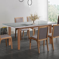 7 Pieces Dining Suite Dining Table & 6X Chairs in White Top High Glossy Wooden Base Furniture Kings Warehouse 