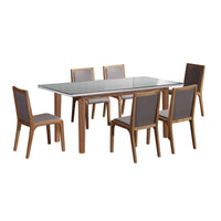 7 Pieces Dining Suite Dining Table & 6X Chairs in White Top High Glossy Wooden Base Furniture Kings Warehouse 