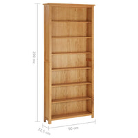 7-Tier Bookcase 90x22.5x200 cm Solid Oak Wood Kings Warehouse 
