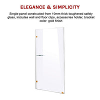 700 x 2100mm Frameless 10mm Safety Glass Shower Screen Kings Warehouse 