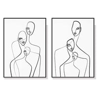 70cmx100cm Abstract Figures 2 Sets Black Frame Canvas Wall Art Kings Warehouse 