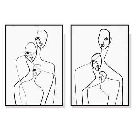70cmx100cm Abstract Figures 2 Sets Black Frame Canvas Wall Art Kings Warehouse 