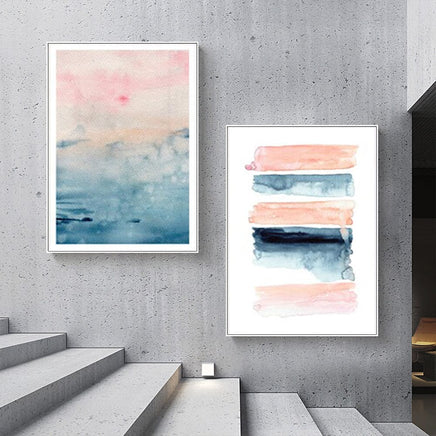 70cmx100cm Abstract Pink 2 Sets White Frame Canvas Wall Art Kings Warehouse 