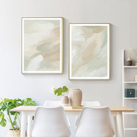 70cmx100cm Beige and Sage Green 2 Sets Gold Frame Canvas Wall Art Kings Warehouse 