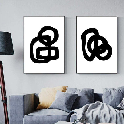 70cmx100cm Black and White 2 Sets Black Frame Canvas Wall Art Kings Warehouse 