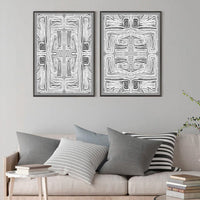 70cmx100cm Black White Pattern 2 Sets Black Frame Canvas Wall Art Kings Warehouse 