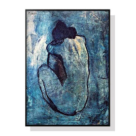 70cmx100cm Blue Nude by Pablo Picasso Black Frame Canvas Wall Art Kings Warehouse