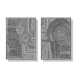 70cmx100cm Clustered Dots 2 Sets Black Frame Canvas Wall Art Kings Warehouse 