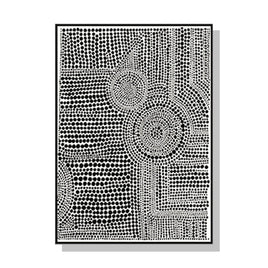 70cmx100cm Clustered Dots A Black Frame Canvas Wall Art Kings Warehouse 
