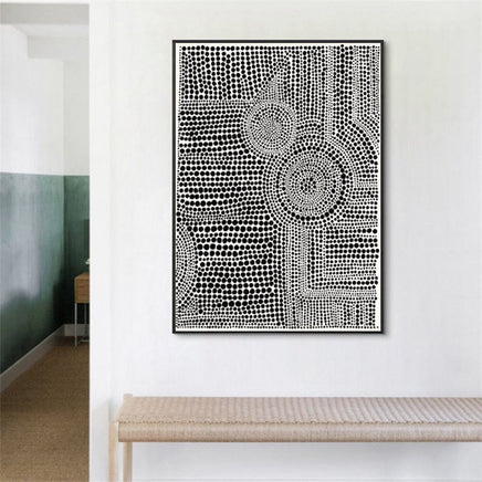 70cmx100cm Clustered Dots A Black Frame Canvas Wall Art Kings Warehouse 