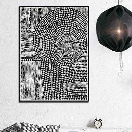 70cmx100cm Clustered Dots B Black Frame Canvas Wall Art Kings Warehouse 