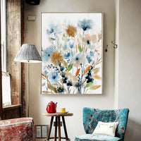 70cmx100cm Colourful Floras Watercolour style I Gold Frame Canvas Wall Art Kings Warehouse 