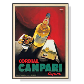 70cmx100cm Cordial Campari Liquor Black Frame Canvas Wall Art KingsWarehouse 