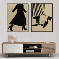 70cmx100cm Fashion Illustration 2 Sets Black Frame Canvas Wall Art Kings Warehouse 