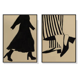 70cmx100cm Fashion Illustration 2 Sets Black Frame Canvas Wall Art Kings Warehouse 