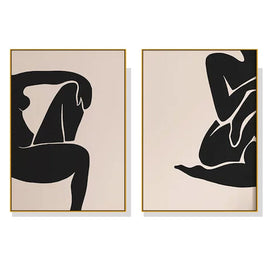 70cmx100cm Female Figure 2 Sets Gold Frame Canvas Wall Art Kings Warehouse 