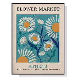 70cmx100cm Flower Market Athens Black Frame Canvas Wall Art Kings Warehouse 