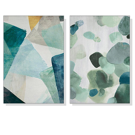 70cmx100cm Green Marble 2 Sets White Frame Canvas Wall Art Kings Warehouse 