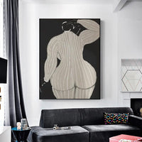 70cmx100cm Mid Century Lady Black Frame Canvas Wall Art Kings Warehouse 