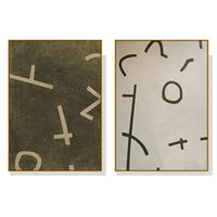 70cmx100cm Neutral Composition 2 Sets Gold Frame Canvas Wall Art Kings Warehouse 