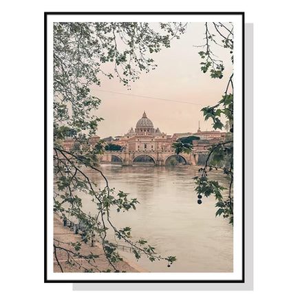 70cmx100cm Rome City Black Frame Canvas Wall Art Kings Warehouse 