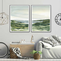 70cmx100cm Watercolor landscape 2 Sets Black Frame Canvas Wall Art Kings Warehouse 