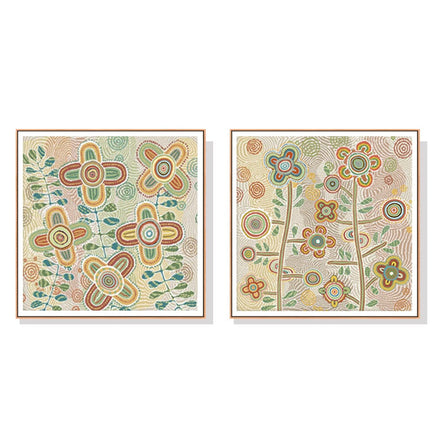 70cmx70cm Lovely Pattern II 2 Sets Wood Frame Canvas Wall Art Kings Warehouse 