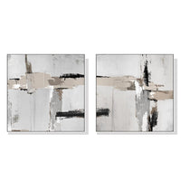 70cmx70cm Neutral Abstract 2 Sets White Frame Canvas Wall Art Kings Warehouse 