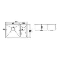 715x440mm Handmade Stainless Steel Undermount / Topmount Kitchen Sink with Waste Kings Warehouse 