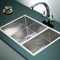 715x440mm Handmade Stainless Steel Undermount / Topmount Kitchen Sink with Waste Kings Warehouse 