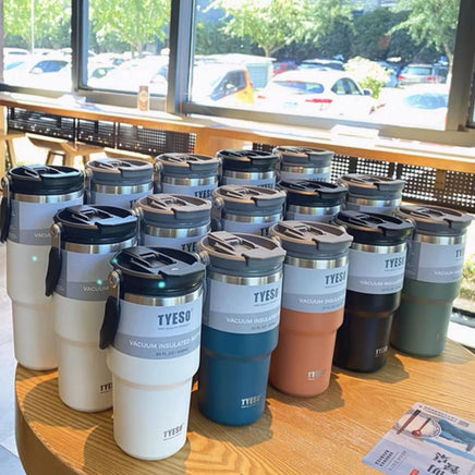 750ML Blue Stainless Steel Travel Mug with Leak-proof 2-in-1 Straw and Sip Lid, Vacuum Insulated Coffee Mug for Car, Office, Perfect Gifts, Keeps Liquids Hot or Cold Kings Warehouse 