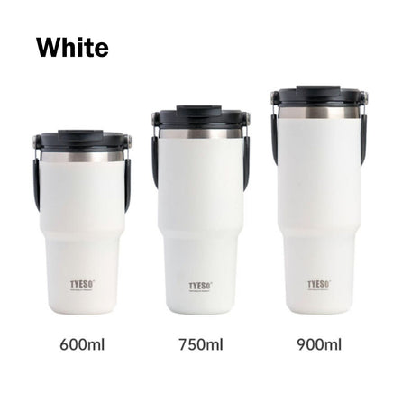 750ML White Stainless Steel Travel Mug with Leak-proof 2-in-1 Straw and Sip Lid, Vacuum Insulated Coffee Mug for Car, Office, Perfect Gifts, Keeps Liquids Hot or Cold Kings Warehouse 