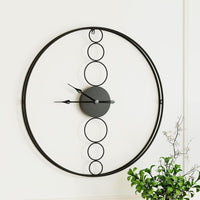75CM Wall Clock No Numeral Large Round Metal Luxury Home Decor Black Kings Warehouse 