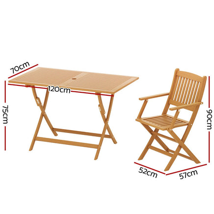 7PCS Outdoor Dining Set Garden Chairs Table Patio Foldable 6 Seater Wood New Season Sale Kings Warehouse 