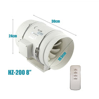 8" Inch Extractor Fan Remote Control Hydroponic Inline Exhaust Fan Industrial Vent Kings Warehouse 