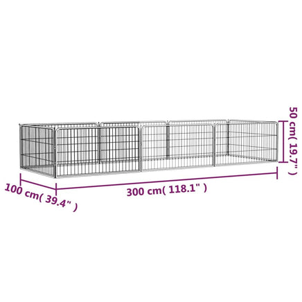 8-Panel Dog Playpen Black 100x50 cm Powder-coated Steel Kings Warehouse 