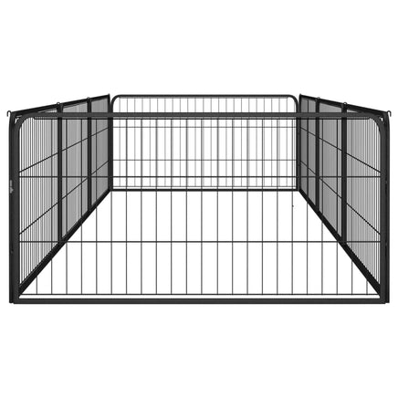 8-Panel Dog Playpen Black 100x50 cm Powder-coated Steel Kings Warehouse 
