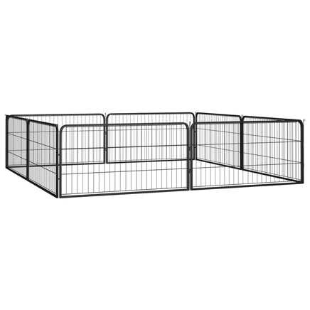 8-Panel Dog Playpen Black 100x50 cm Powder-coated Steel Kings Warehouse 