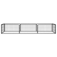 8-Panel Dog Playpen Black 100x50 cm Powder-coated Steel Kings Warehouse 