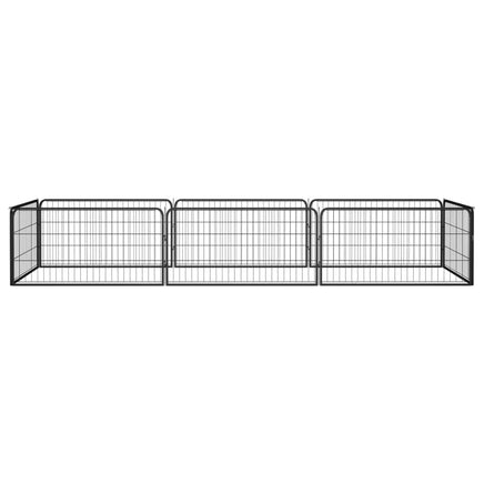 8-Panel Dog Playpen Black 100x50 cm Powder-coated Steel Kings Warehouse 