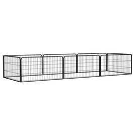 8-Panel Dog Playpen Black 100x50 cm Powder-coated Steel Kings Warehouse 