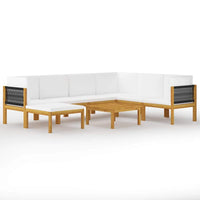 8 Piece Garden Lounge Set with Cushions Cream Solid Acacia Wood Outdoor Furniture Kings Warehouse 