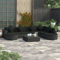 8 Piece Garden Lounge Set with Cushions Poly Rattan Black Kings Warehouse 