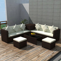 8 Piece Garden Lounge Set with Cushions Poly Rattan Brown Kings Warehouse 