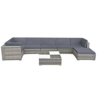 8 Piece Garden Lounge Set with Cushions Poly Rattan Grey Kings Warehouse 