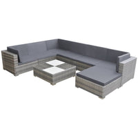 8 Piece Garden Lounge Set with Cushions Poly Rattan Grey Kings Warehouse 
