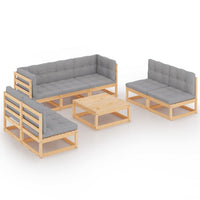 8 Piece Garden Lounge Set with Cushions Solid Pinewood Kings Warehouse 