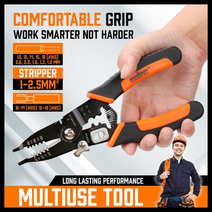 8" Wire Stripping Tool Wire Cutter Hand Crimping Pliers Strip Cutter Insulated Kings Warehouse 